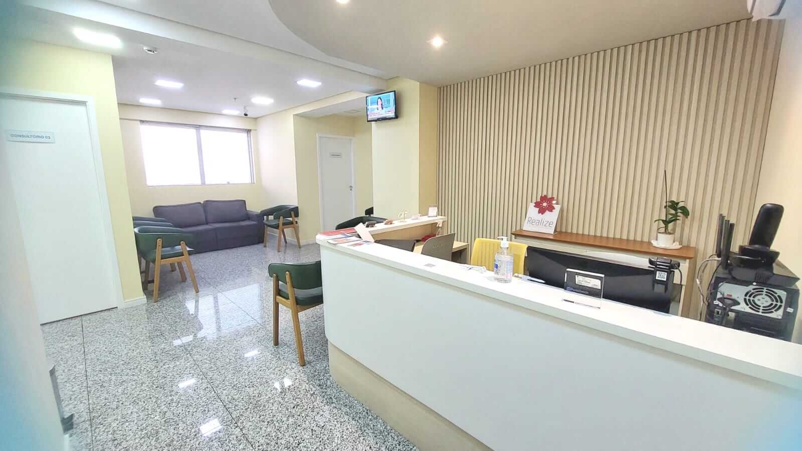 Recepção da clínica moderna e clean